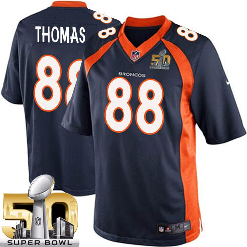 Men's Limited Demaryius Thomas Super Bowl L Nike Jersey Navy Blue Alternate - #88 NFL Denver Broncos